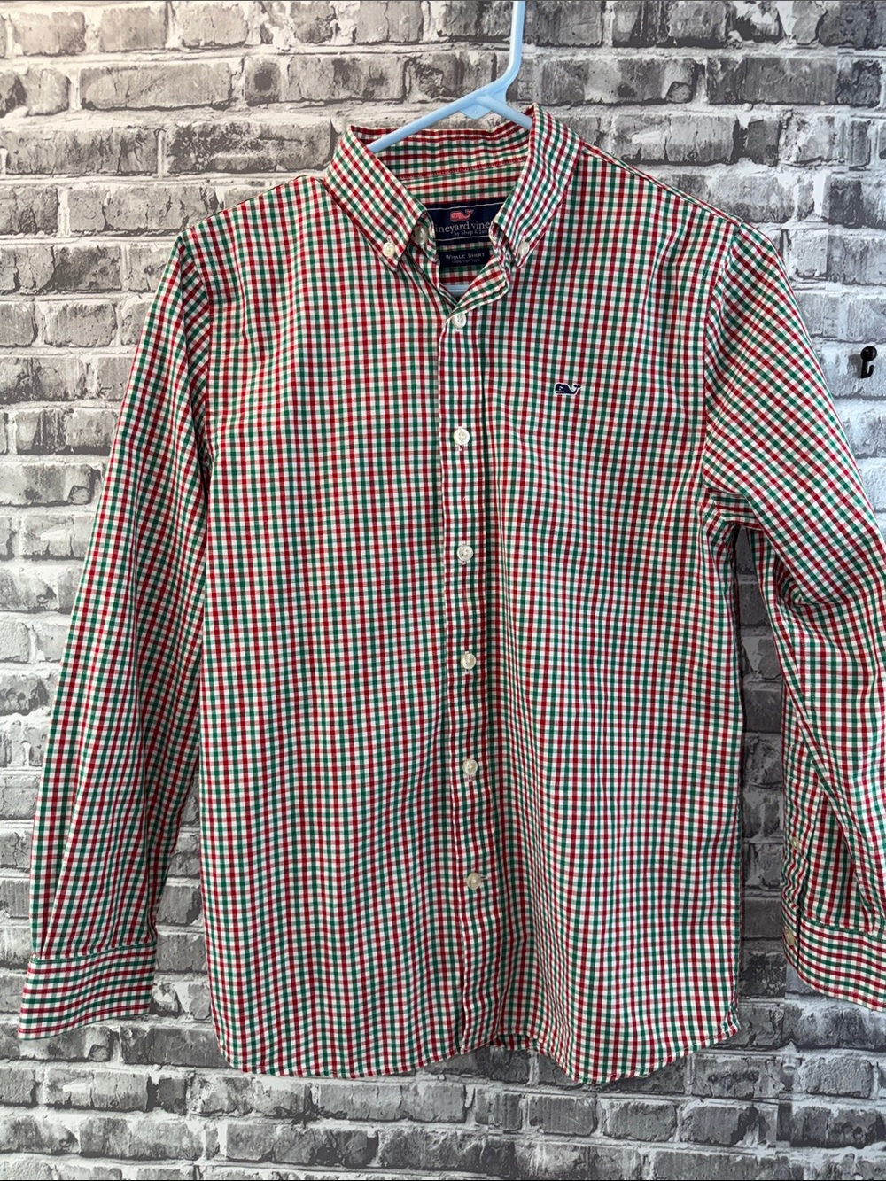 Boy's Vineyard Vines Red & Green Gingham Button-Down